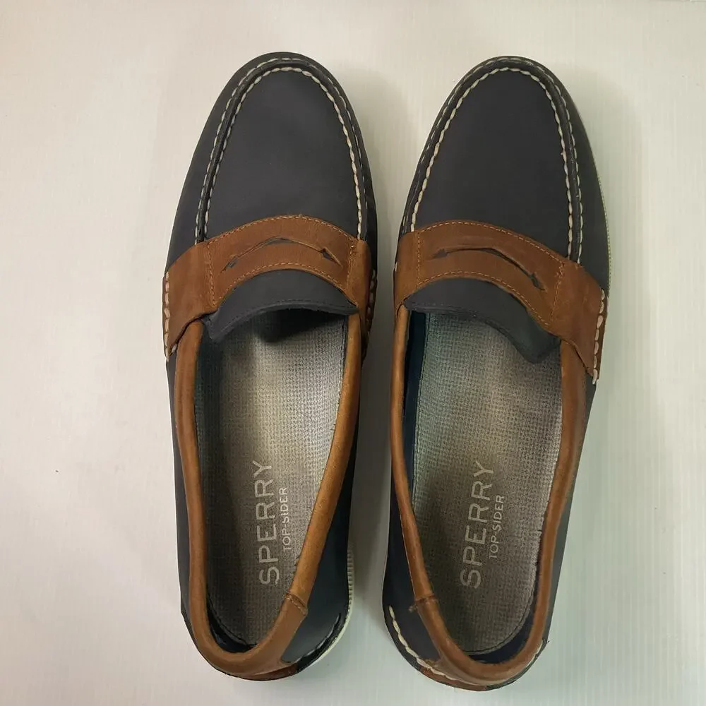 Sperry Top-Sider Men’s Loafers Leather Upper Blue Brown Slip-On Casual 11.5